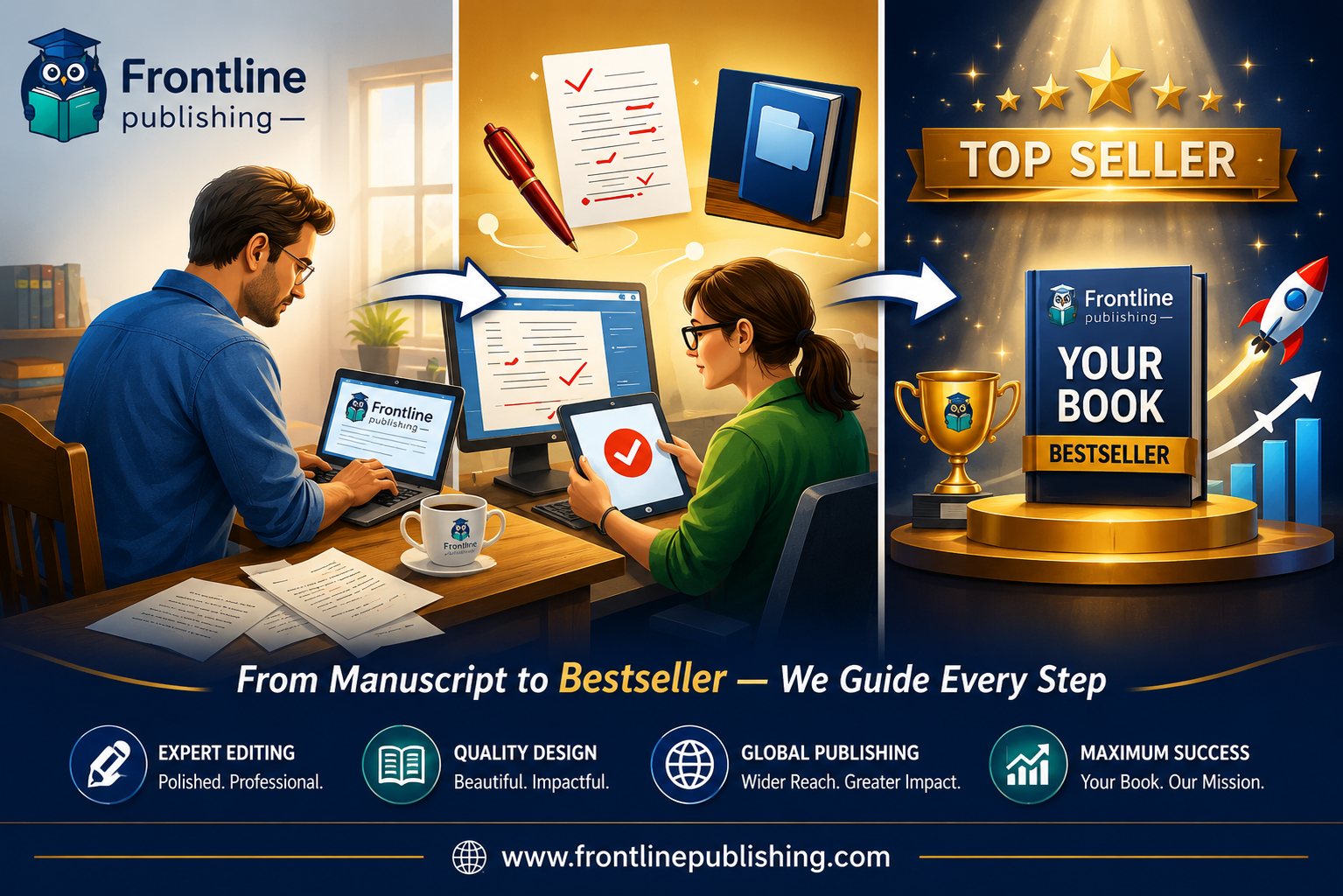 How Frontline Publishing Supports Authors, From Manuscript to Bestsellers